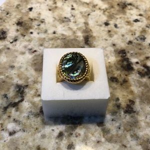 Abalone and Gold Costume Ring Size 7